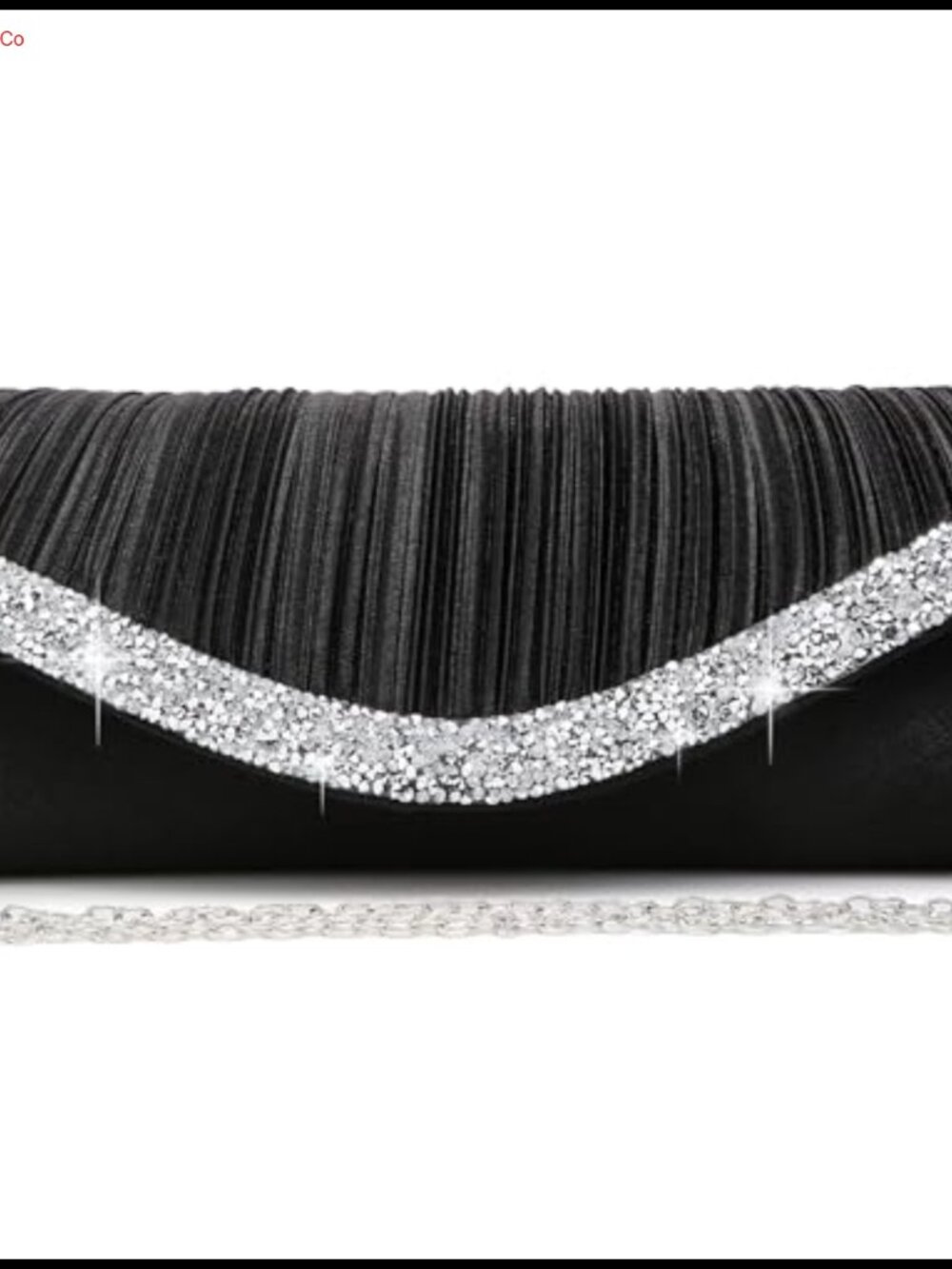Rhinestone Evening Clutch Pleated Satin Formal Bag with Chain Strap